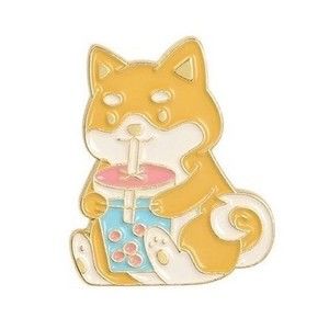 Kawaii Corgi Boba Love Enamel Pin!